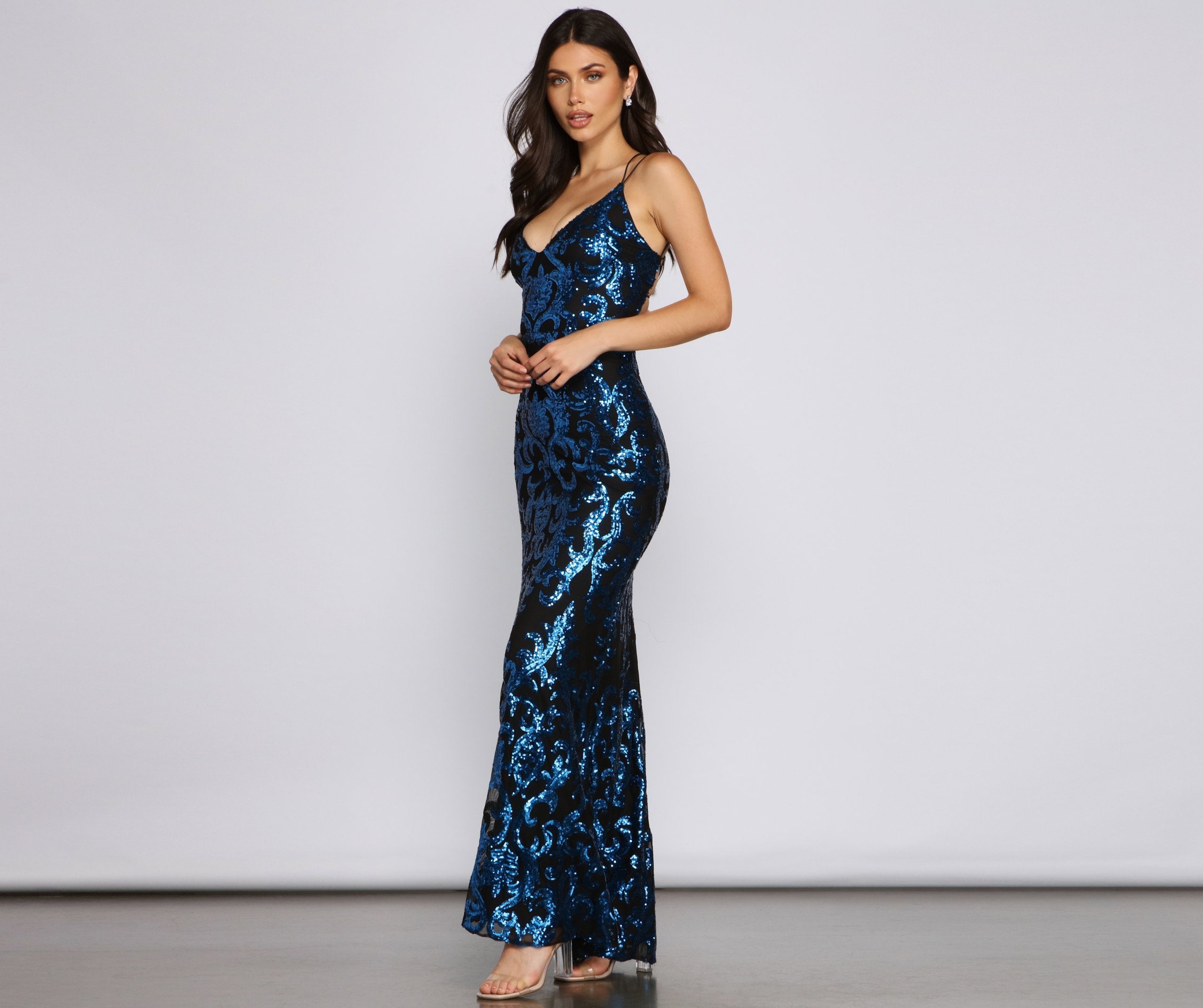 Lila Formal Open Back Sequin Mermaid ...